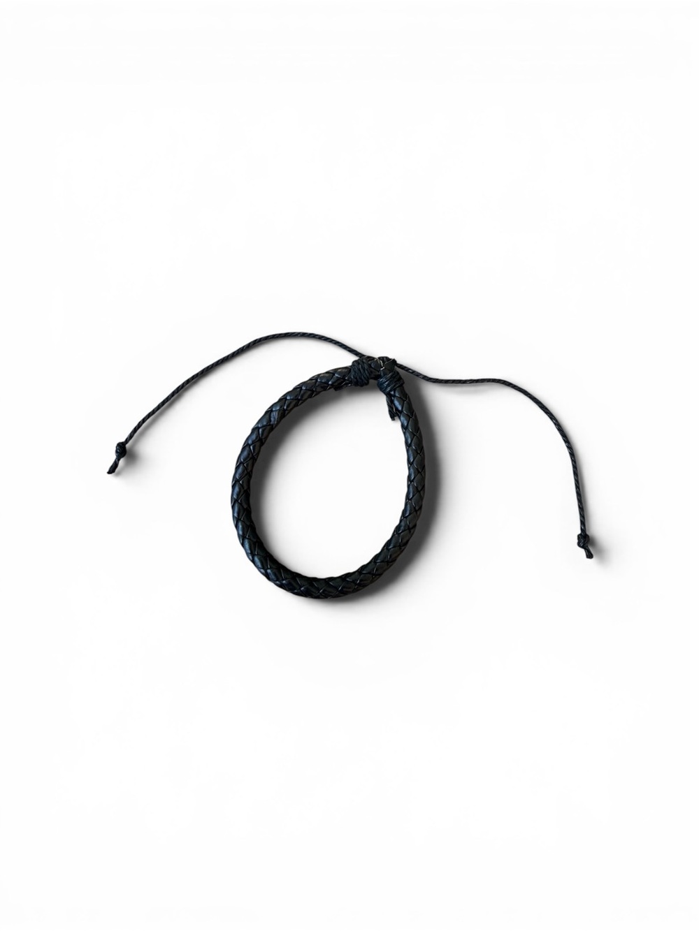 Black Braided Leather Adjustable Bracelet